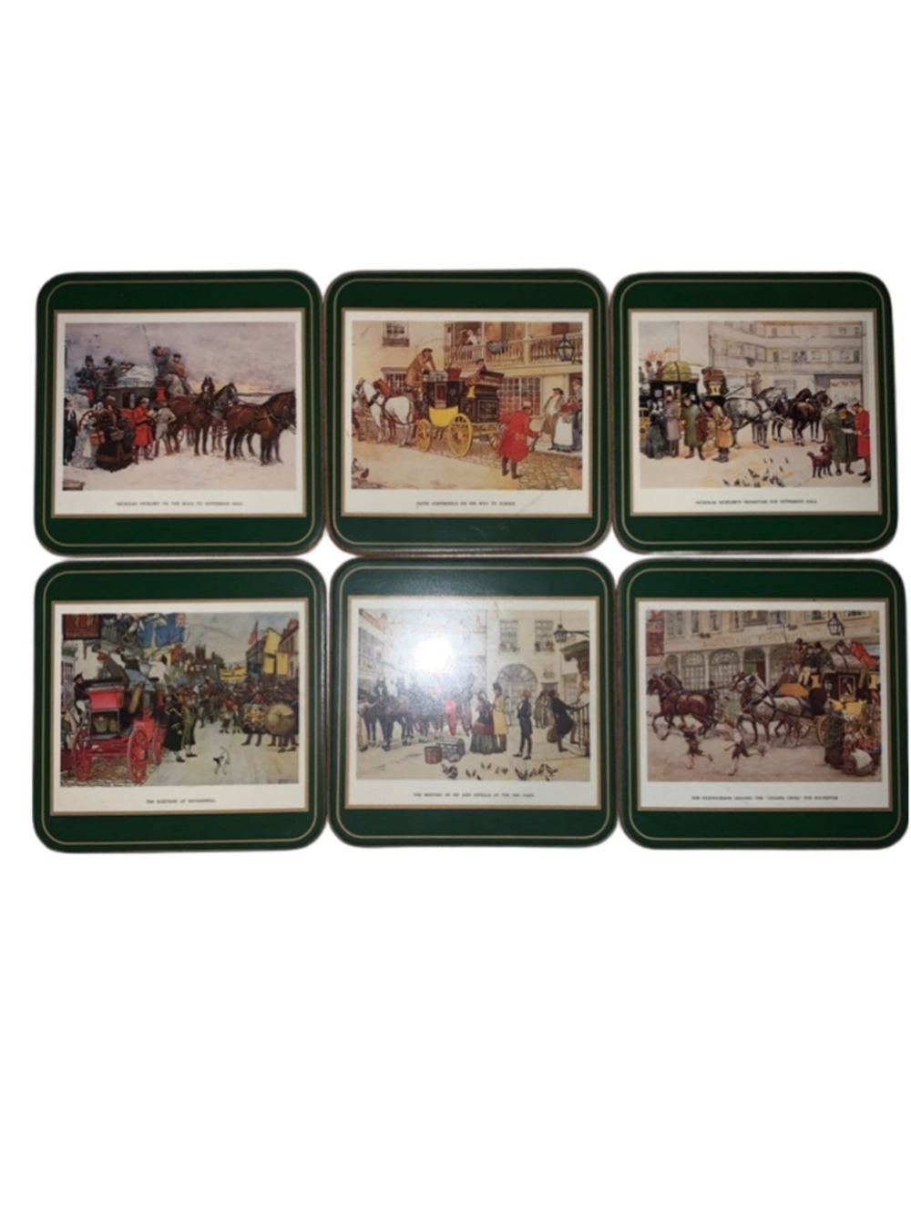Pimpernel Dining Coasters Set of 6, Green & Brown, One Size